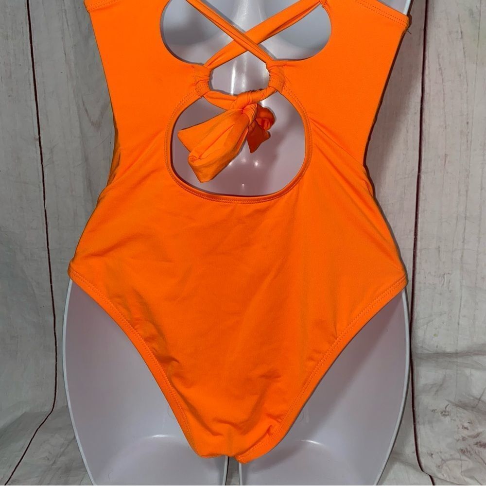 NEW! Lucky Brand Women's Sea of Love|One Piece Swimsuit|Neon Tangerine | Small - Picture 6 of 9